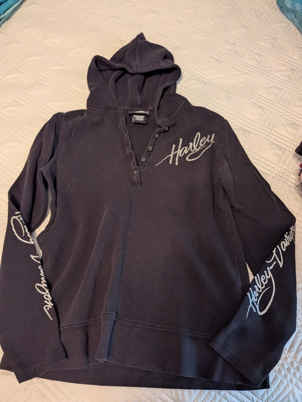 Harley-Davidson Black Crewneck Hoodie with Script Logo